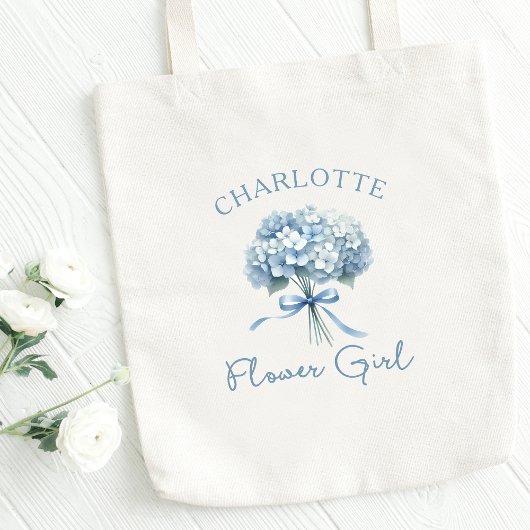 Tote Bag Personnalisée Blue Hydrangea Bow Floral Flower Gir