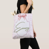 Tote Bag Personnalisée Emery Baby Girl Nursery Bow&En vichy (De près)
