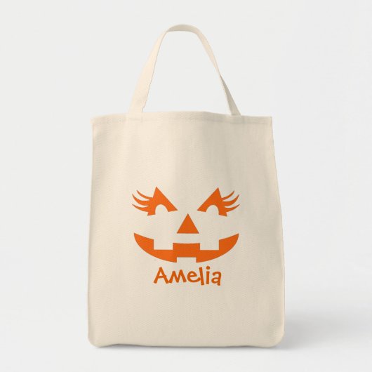 Tote Bag Personnalisée Girl Jack-o'-lantern Halloween (Devant)