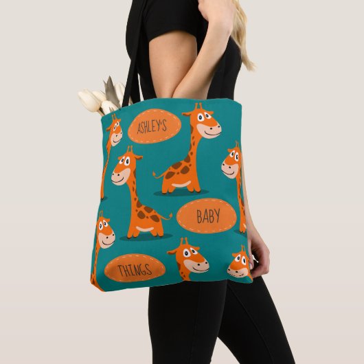 Tote Bag Personnalisée Joyeuse Giraffe Baby Things (De près)
