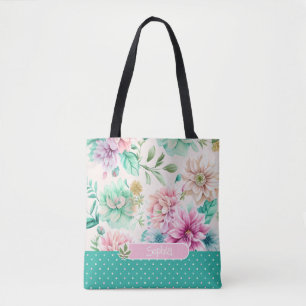 Tote Bag Personnaliser Aquarelle Ressort Floral Pastel Eleg