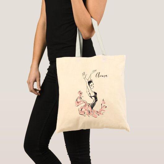 Tote Bag Personnaliser Ballerina Sketch en rose (Devant (produit))