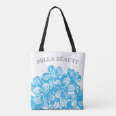 Tote Bag Personnaliser Bleu Botanique Hydrangée Fleurs fleu (Dos)
