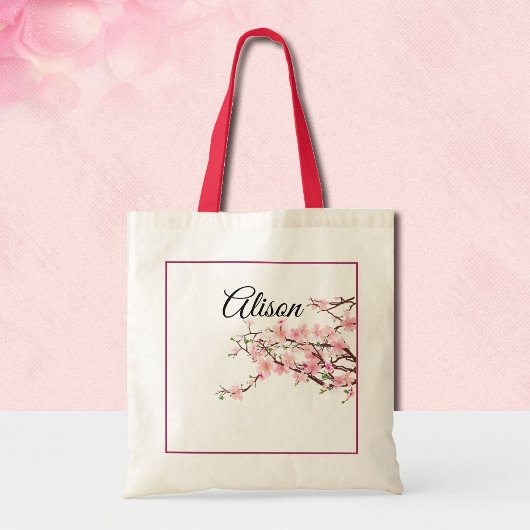 Tote Bag Personnaliser Bridesmaid Cadeau Cerise Blossom