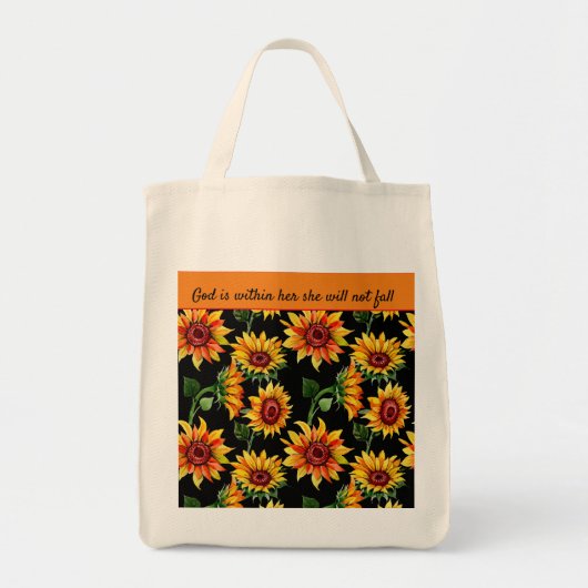 Tote Bag Personnaliser Citation de tournesol / Nom Automne (Devant)