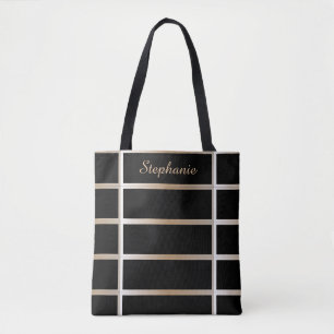 Tote Bag Personnaliser élégante carrelée d'or noir