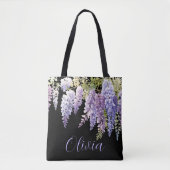 Tote Bag Personnaliser la glycine de l'aquarelle violette f (Devant)