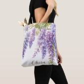 Tote Bag Personnaliser la glycine de l'aquarelle violette f (De près)
