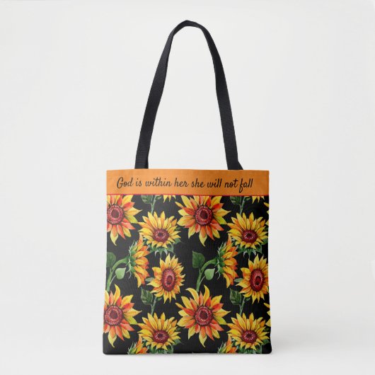 Tote Bag Personnaliser le devis de tournesol/Nom automne (Devant)