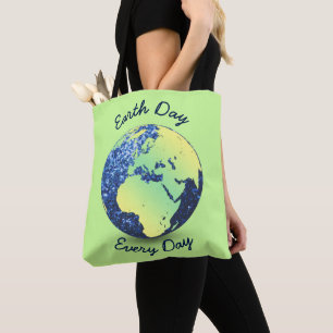 Tote Bag Personnaliser le Jour des terres bleu étincelant G