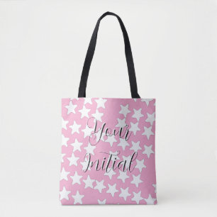 Tote Bag Personnaliser les étoiles blanches initiales sur f