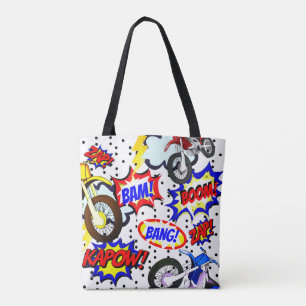 Tote Bag Personnaliser les motocyclettes de bandes dessinée