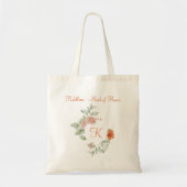 Tote Bag Personnaliser Monogram Bridesmaid Peach Green Flor (Devant)