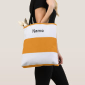 Tote Bag Personnaliser Orange Classique + Rayures Blanches (De près)