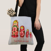 Tote Bag Personnaliser Russe Matryoshka empilage poupées (De près)