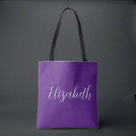 Tote Bag Personnaliser votre propre nom Script Modèle Royal<br><div class="desc">Remplacez Votre Script Name Text Here Elegant Modern Minimalist Design Typographie Modèle Royal Purple Shopping Shoulder Sac fourre-tout.</div>