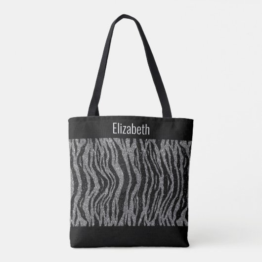 Tote Bag Personnaliser Zebra Print Black Silver Bridesmaitr (Dos)
