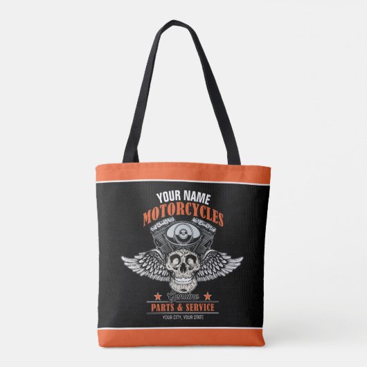 Tote Bag Personnalized Biker Flying (Dos)