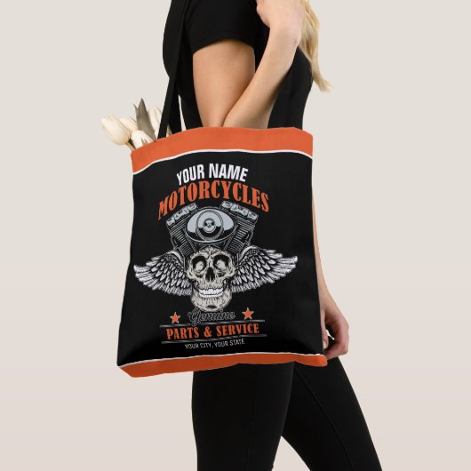 Tote Bag Personnalized Biker Flying (De près)