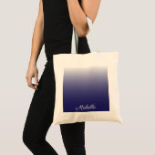 Tote Bag Personnalized gradient ombre navy blue (Devant (produit))