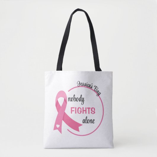 Tote Bag Personne ne combat seul le ruban rose (Devant)