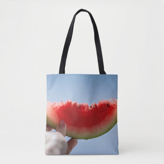 Tote Bag Personne tenant de la pastèque tranchée (Devant)