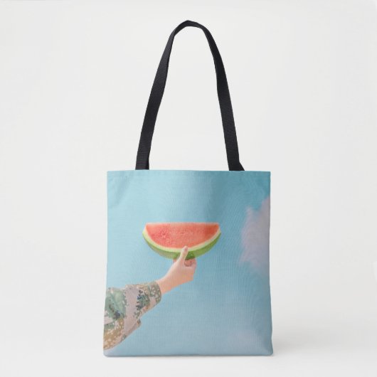 Tote Bag Personne tenant de la pastèque tranchée (Devant)