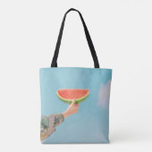 Tote Bag Personne tenant de la pastèque tranchée (Dos)