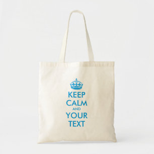 Tote Bag personnel KEEP CALM and YOUR TEXT - blue