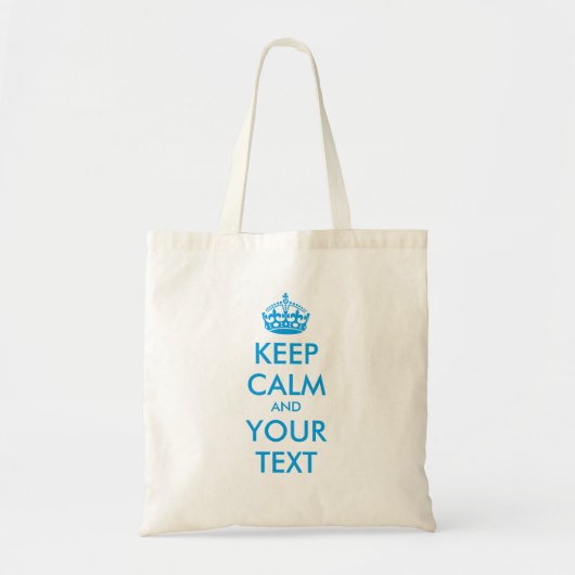 Tote Bag personnel KEEP CALM and YOUR TEXT - blue (Devant)