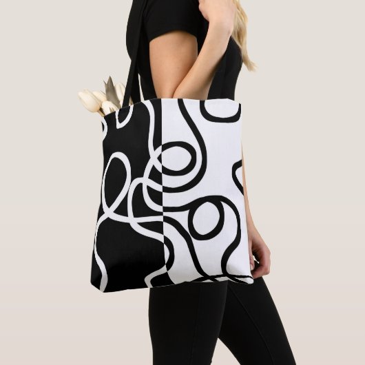 Tote Bag Persuasion linéaire I : Abstrait noir et blanc (De près)