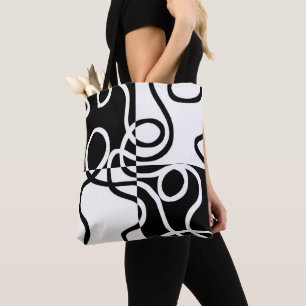 Tote Bag Persuasion linéaire II : noir et blanc Abstrait