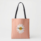 Tote Bag Pesonalisé adorable rayures roses rétro floral (Devant)