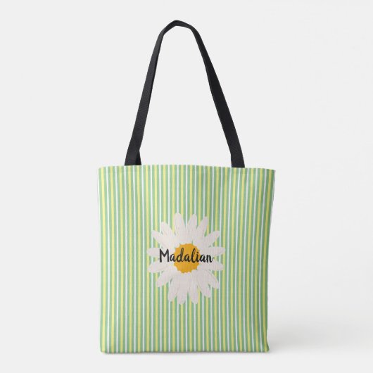 Tote Bag Pesonalisé style joli rétro rayures de verdure (Dos)