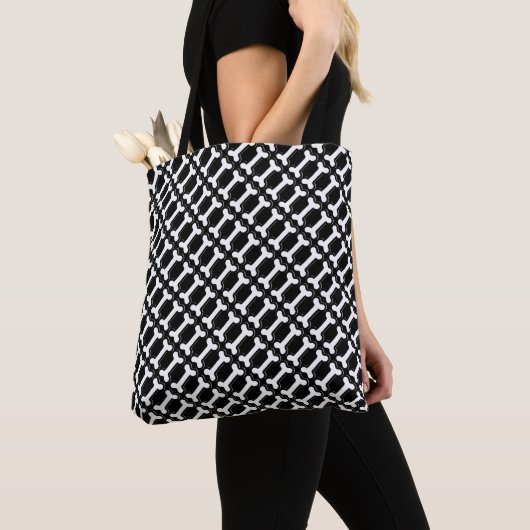 Tote Bag Pet Mom Black & White Chien Motif d'os (De près)