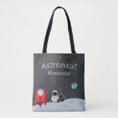 Tote Bag Petit astronaute sur la Lune, espace prénom (Devant)
