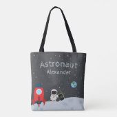 Tote Bag Petit astronaute sur la Lune, espace prénom (Dos)