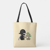 Tote Bag Petit bonsaï d'arrosage Ninja sur jaune (Dos)