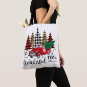 Tote Bag Petit Camion de Noël Rouge (De près)