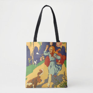Tote Bag Petit Chaperon Rouge Vintage, Chien et Ballons
