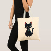 Tote Bag Petit Chat Noir Effrayant (Devant (produit))