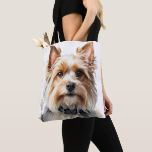 TOTE BAG PETIT CHIEN DE TERRIER DE BIEWER NOIR ET BROWN ADO