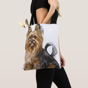 TOTE BAG PETIT CHIEN DE TERRIER DE BIEWER NOIR ET BROWN ADO