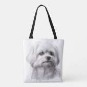 TOTE BAG PETIT CHIEN MALTESSE BLANC CUTE (Dos)