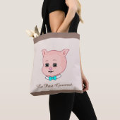 Tote Bag Petit Cochon gourmet sur le beige (De près)