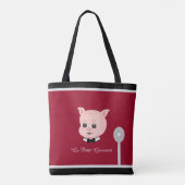 Tote Bag Petit cochon mignon sur Bourgogne Rouge et Noir (Dos)