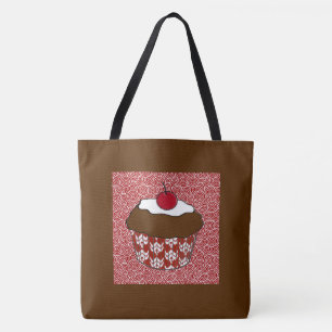 Tote Bag Petit gâteau de chocolat sur le motif rouge et