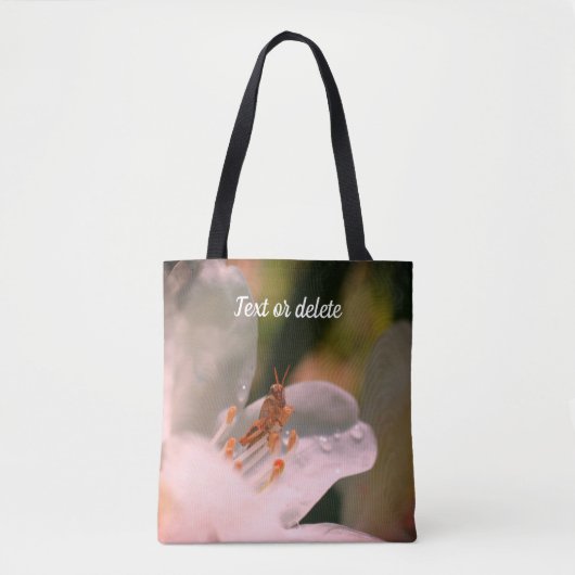 Tote Bag Petit Grasshopper Sur Fleur Azalea Personnalisé (Devant)