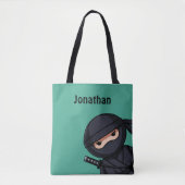 Tote Bag Petit guerrier de Ninja sur vert (Devant)