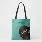 Tote Bag Petit guerrier de Ninja sur vert (Devant)